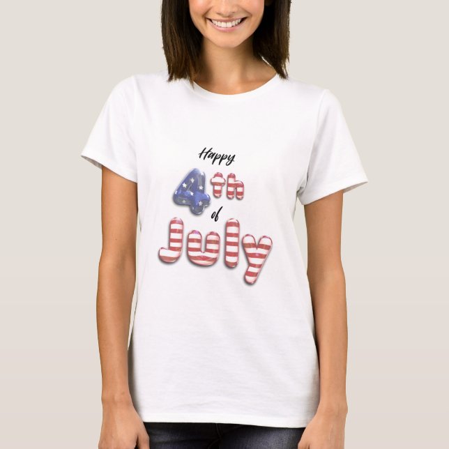 4th of July Foil Balloons Stars Stripes - Shirt (Front)