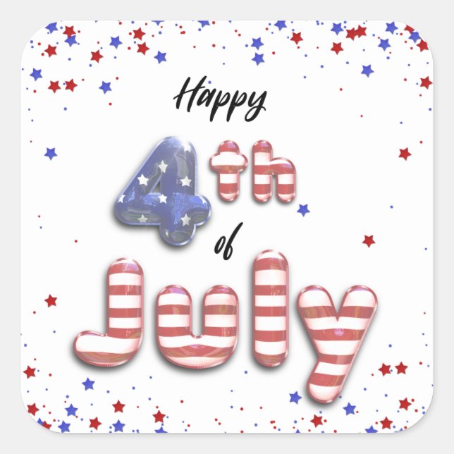 4th of July Foil Balloons Stars Stripes - Sticker (Front)