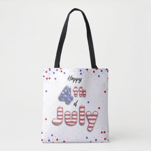 4th of July Foil Balloons Stars Stripes _ Tote Bag