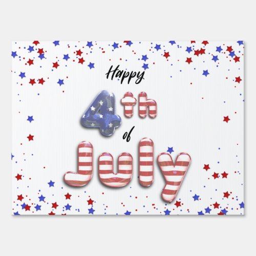 4th of July Foil Balloons Stars Stripes Yard Sign