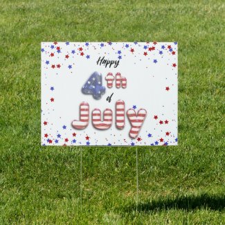 4th of July Foil Balloons Stars Stripes Yard Sign