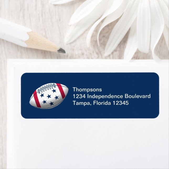4th of July Football Return Address Label (Insitu)