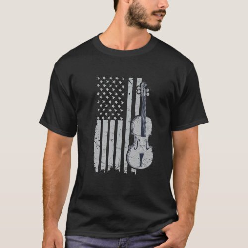 4th Of July For A Patriotic Violin Player T_Shirt