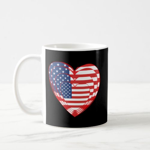 4Th Of July For Love Usa American Flag Heart Coffee Mug