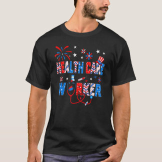 4th Of July For Women Stethoscope Health Care Work T-Shirt