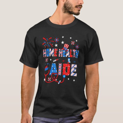 4th Of July For Women Stethoscope Home Health Aide T_Shirt