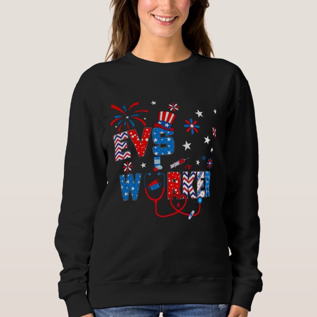 4th Of July For Women Stethoscope Patriotic EVS Wo Sweatshirt (Front)