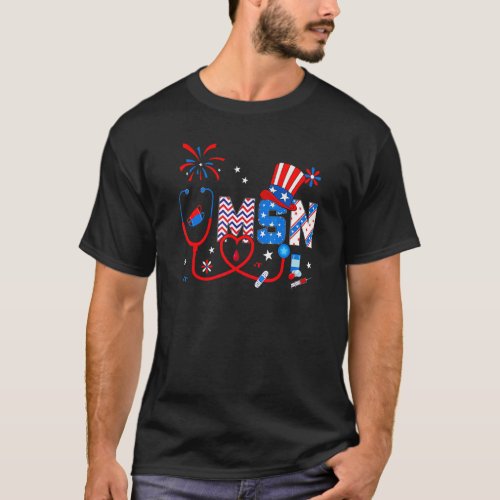4th Of July  For Women Stethoscope Patriotic Msn T_Shirt