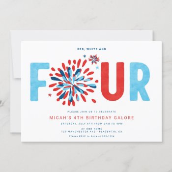 4th Of July Fourth Birthday Party Invitation by CutePartyDash at Zazzle