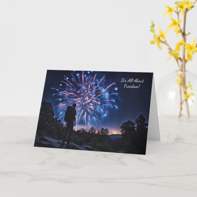 4th of July Freedom with Backpacker Inspirational Card (Yellow Flower)