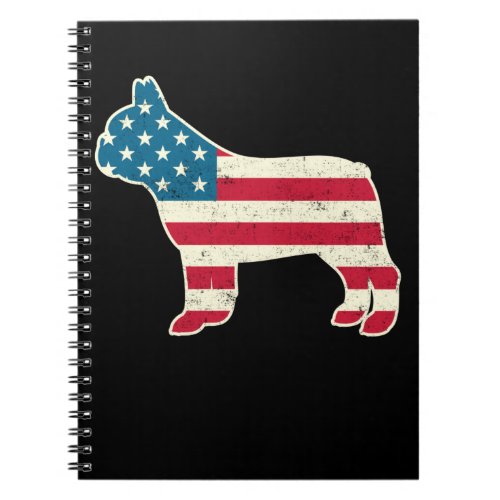 4th of July French Bulldog American Flag USA Notebook