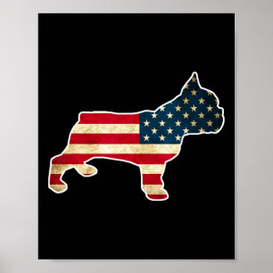 4th Of July French Bulldog Dog American Flag Poster