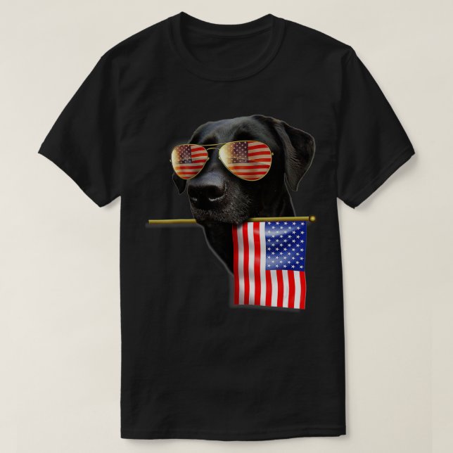 4th of July  Fun American Flag Labrador Dog Lover  T-Shirt (Design Front)