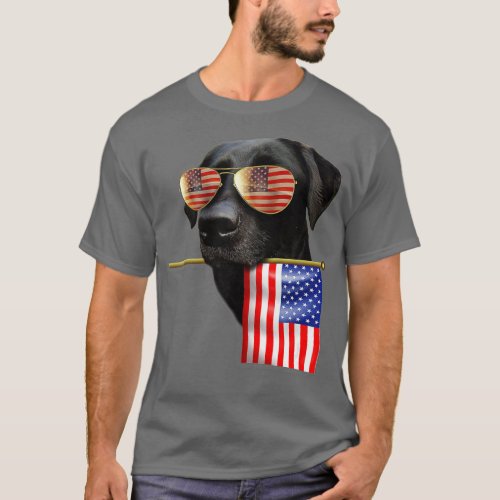 4th of July  Fun American Flag Labrador Dog Lover  T_Shirt