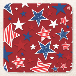 4th of July Fun - Red Square Paper Coaster