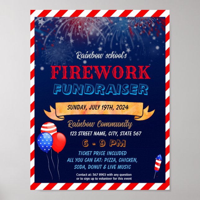 4th of July fundraiser school template Poster (Front)