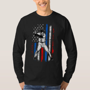4th Of July Funny Baseball American Flag Batter Hi T-Shirt