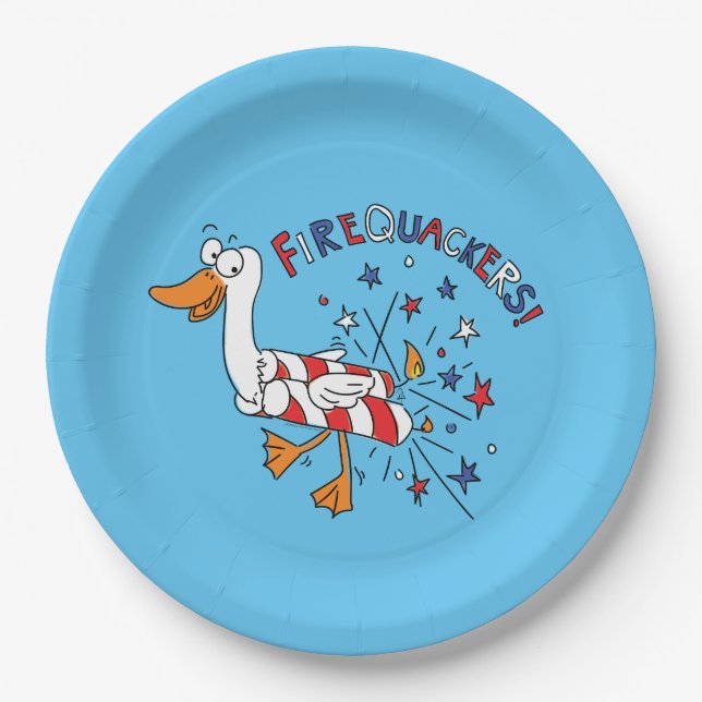 4th of July Funny Duck Kids Paper Plates (Front)