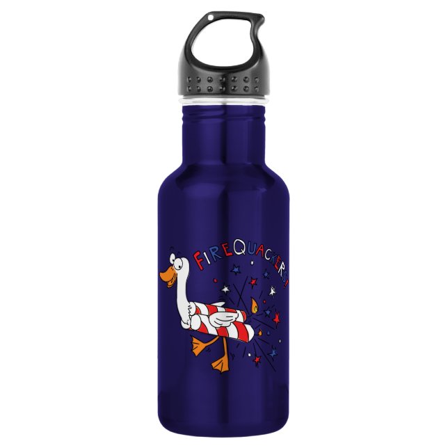 4th of July Funny Duck Kids Stainless Steel Water Bottle (Front)