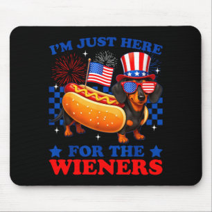 4th of july funny here for the wieners dachshund mouse pad
