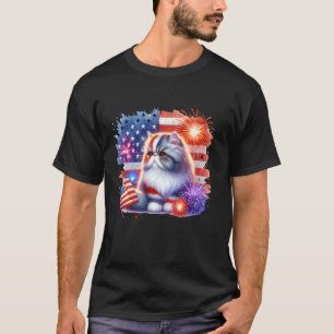 4th of July Funny Meowica Persian Cat Lover Owner  T-Shirt
