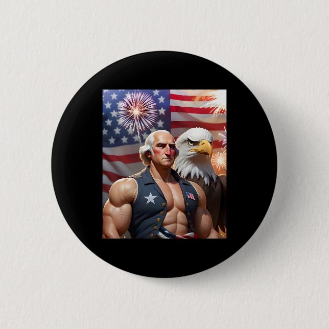4th Of July Funny Patriotic George Washington Usa  Button (Front)
