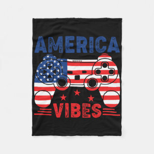 4th Of July Gamer America Vibes Kids Fleece Blanket
