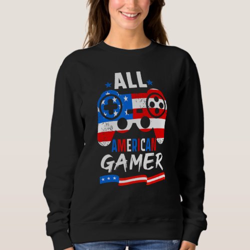 4th Of July Gamer Nerd All American Gaming Kids Bo Sweatshirt