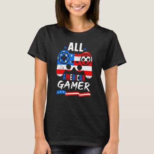 4th Of July Gamer Nerd All American Gaming Kids Bo T_Shirt