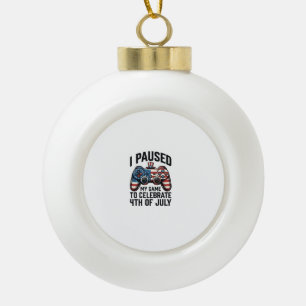 4th of July Gamer Patriotic Video Game Shirt_1 Ceramic Ball Christmas Ornament