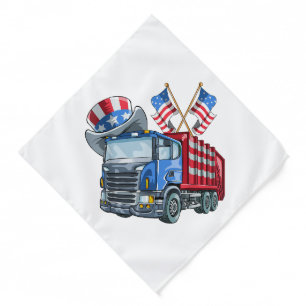 4th of July Garbage Truck Funny Shirt Men Women Bandana