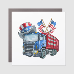 4th of July Garbage Truck Funny Shirt Men Women Car Magnet