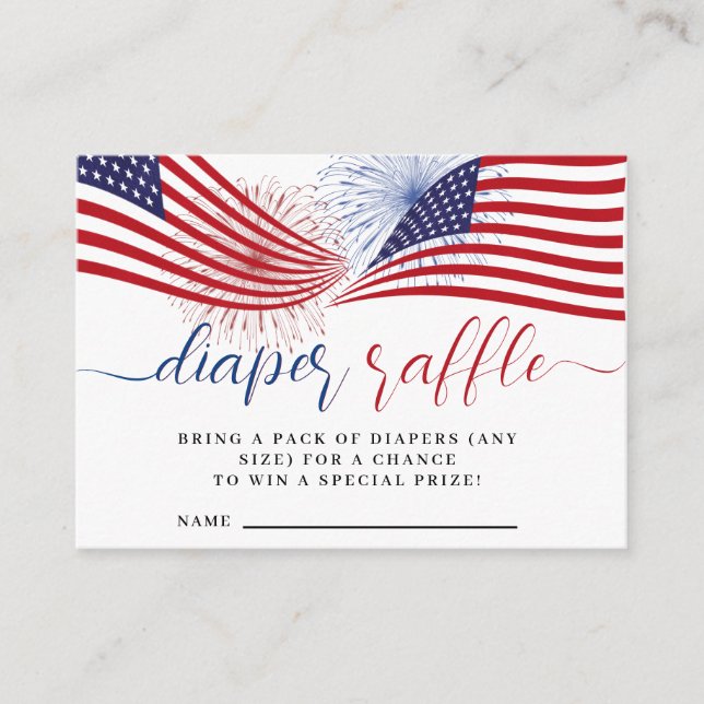 4th of July Gender reveal Diaper raffle Enclosure Card (Front)