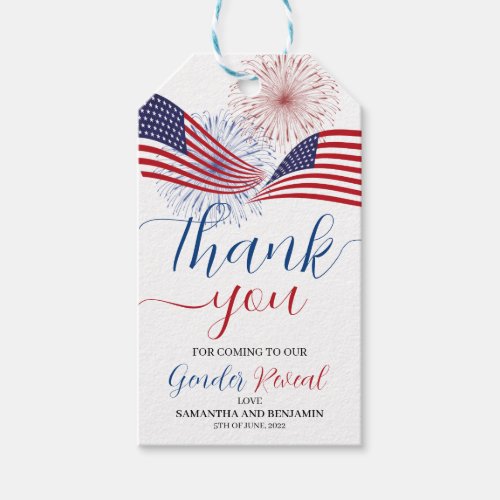 4th of July gender reveal favor tag  Gift Tags