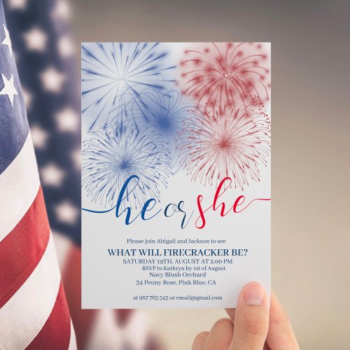 4th of July Gender Reveal Invitation