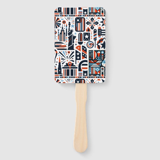 4th of July Generative Pattern Hand Fan (Front)