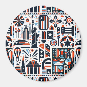 4th of July Generative Pattern Magnet