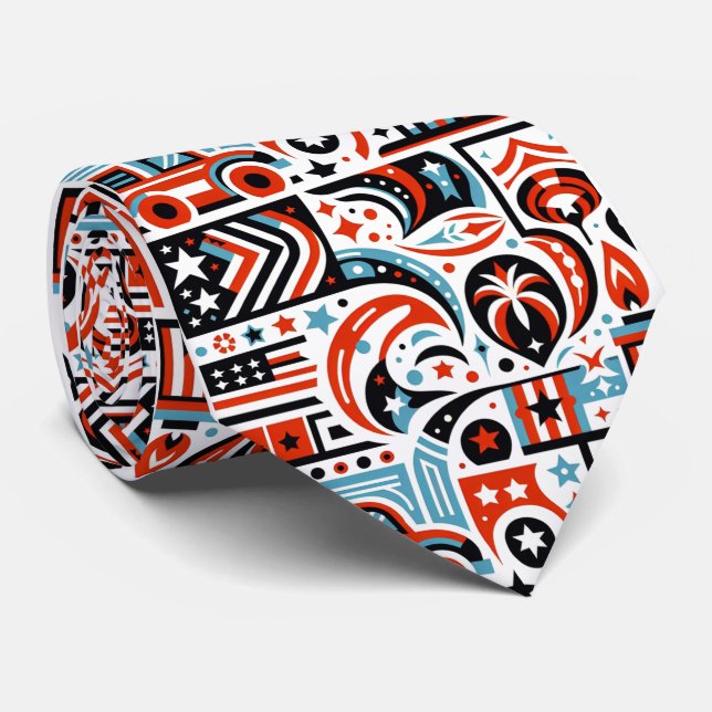 4th of July Generative Pattern Neck Tie (Rolled)
