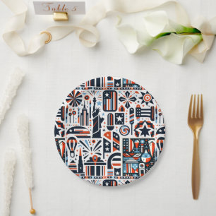 4th of July Generative Pattern Paper Plates