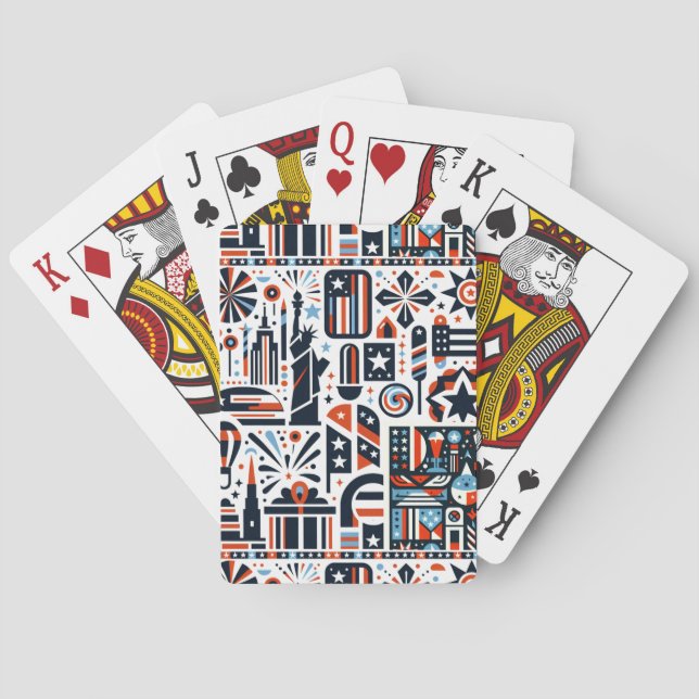 4th of July Generative Pattern Poker Cards (Back)