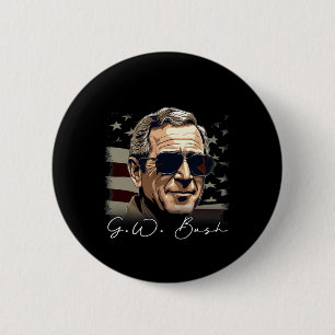 4th Of July George W. Bush President Portrait Patr Button