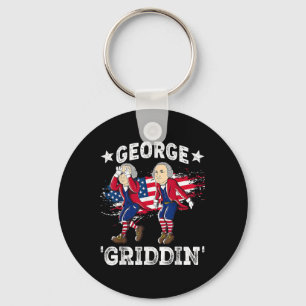 4th Of July George Washington Griddy George Griddi Keychain