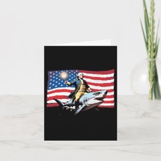 4th Of July George Washington Riding Shark America Card