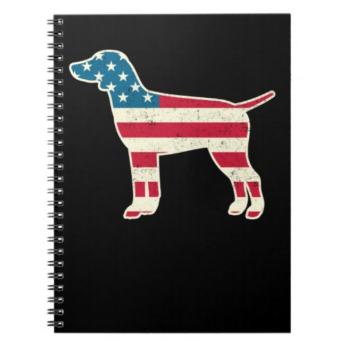 4th of July German Pointer American Flag Dog USA Notebook