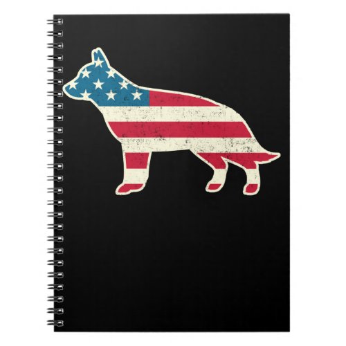4th of July German Shepherd American Flag Dog USA Notebook