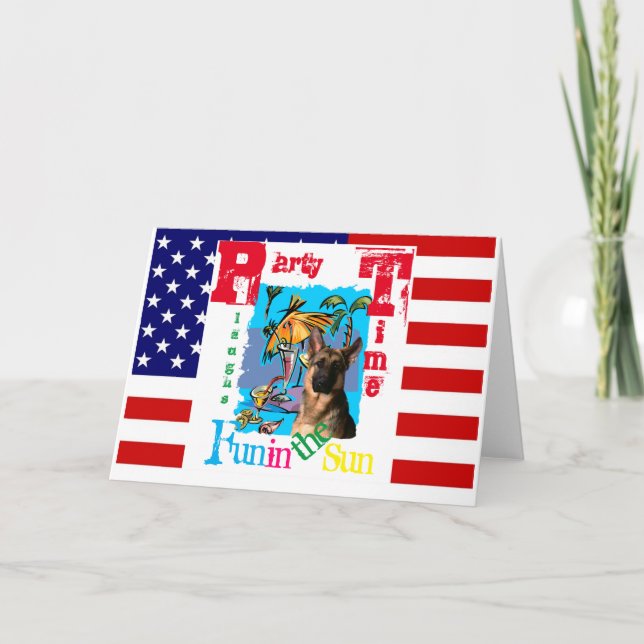 4th OF JULY GERMAN SHEPHERD Card (Front)