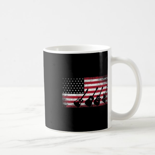 4th Of July Gift For Men Dad Guitar Musician Ameri Coffee Mug (Right)