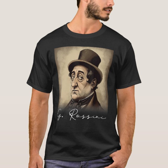 4th of July Gioachino Rossini US Flag Musician Com T-Shirt (Front)