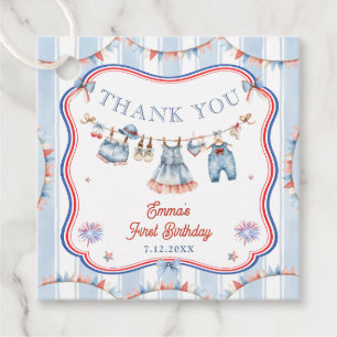 4th of July Girl Birthday Party Thank You Favor Tags