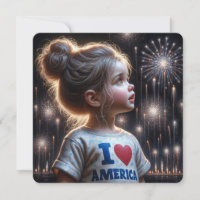 4th Of July Girl Watching Fireworks Party